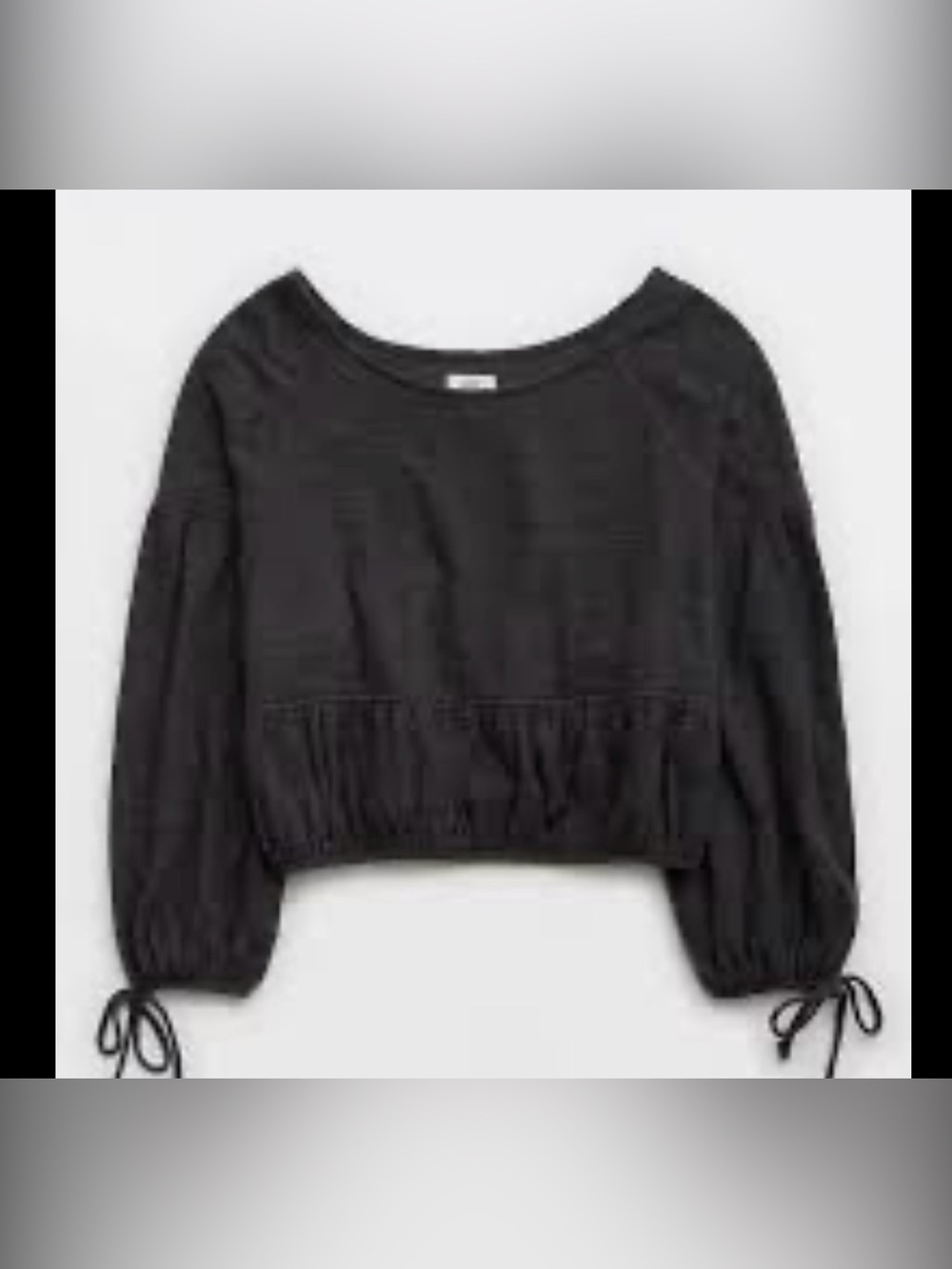 aerie Charcoal Ribbed Cropped Top